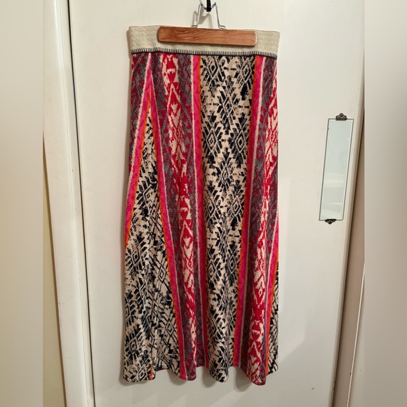Anthropologie Dresses & Skirts - Multicoloured long wool like skirt with metallic elastic waistband